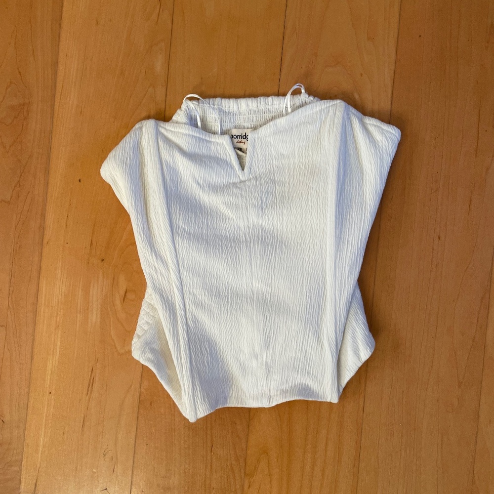 Anthropologie linen corset strapless white top XS